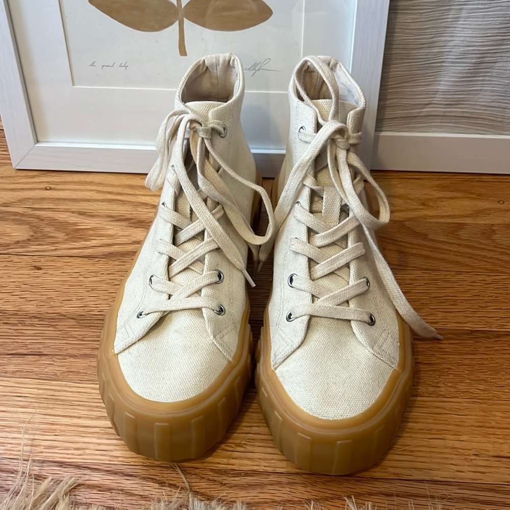 Zara cream canvas high tops